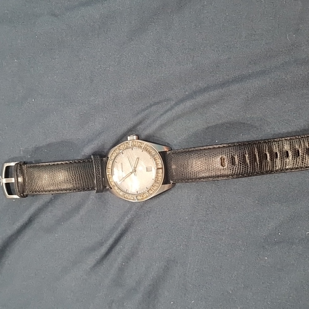 Emporio Armani watch, black leather
